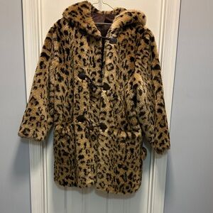 Leopard Print Faux Fur Coat